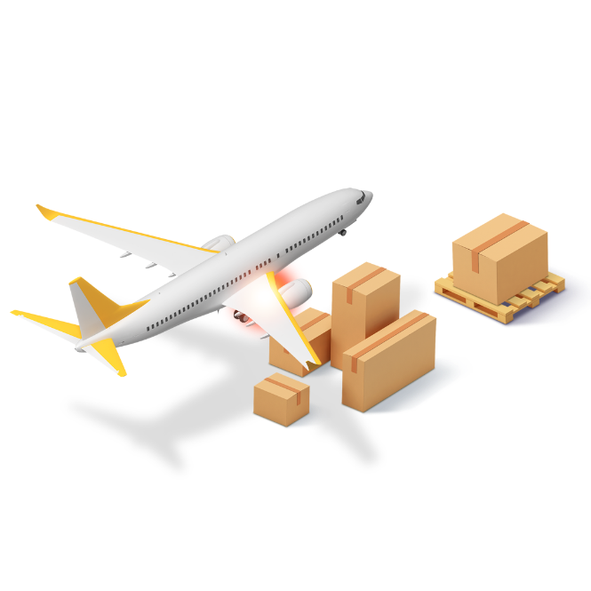 택배박스와 비행기